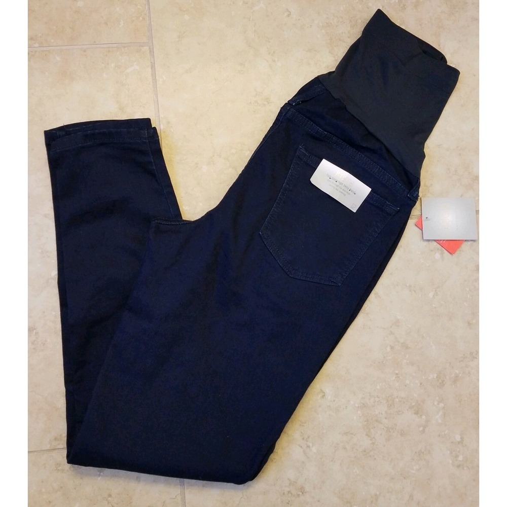 A Glow Women‎ Maternity Full Belly Panel Jeggings Dark Blue Jeans Pants 12 B